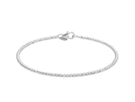 18K WHITE GOLD BANGLE RIGID BRACELET, DIAMOND CUT WORKED 2mm SPHERES, BALLS.