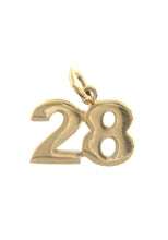 Load image into Gallery viewer, 18k yellow gold number 28 twenty eight small pendant charm, 0.4&quot;, 10mm
