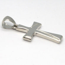 Load image into Gallery viewer, 18k white gold square ondulate cross big 4 cm, 1.6 inches, brigth, made in Italy.
