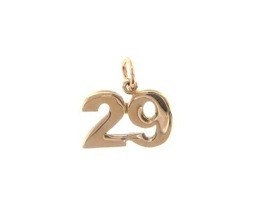 18k rose gold number 29 twenty nine small pendant charm, 0.4