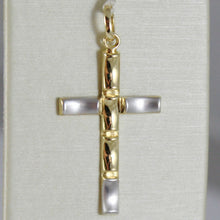 Load image into Gallery viewer, 18k white and yellow gold cross stylized very luster made in Italy 1.34 inches.
