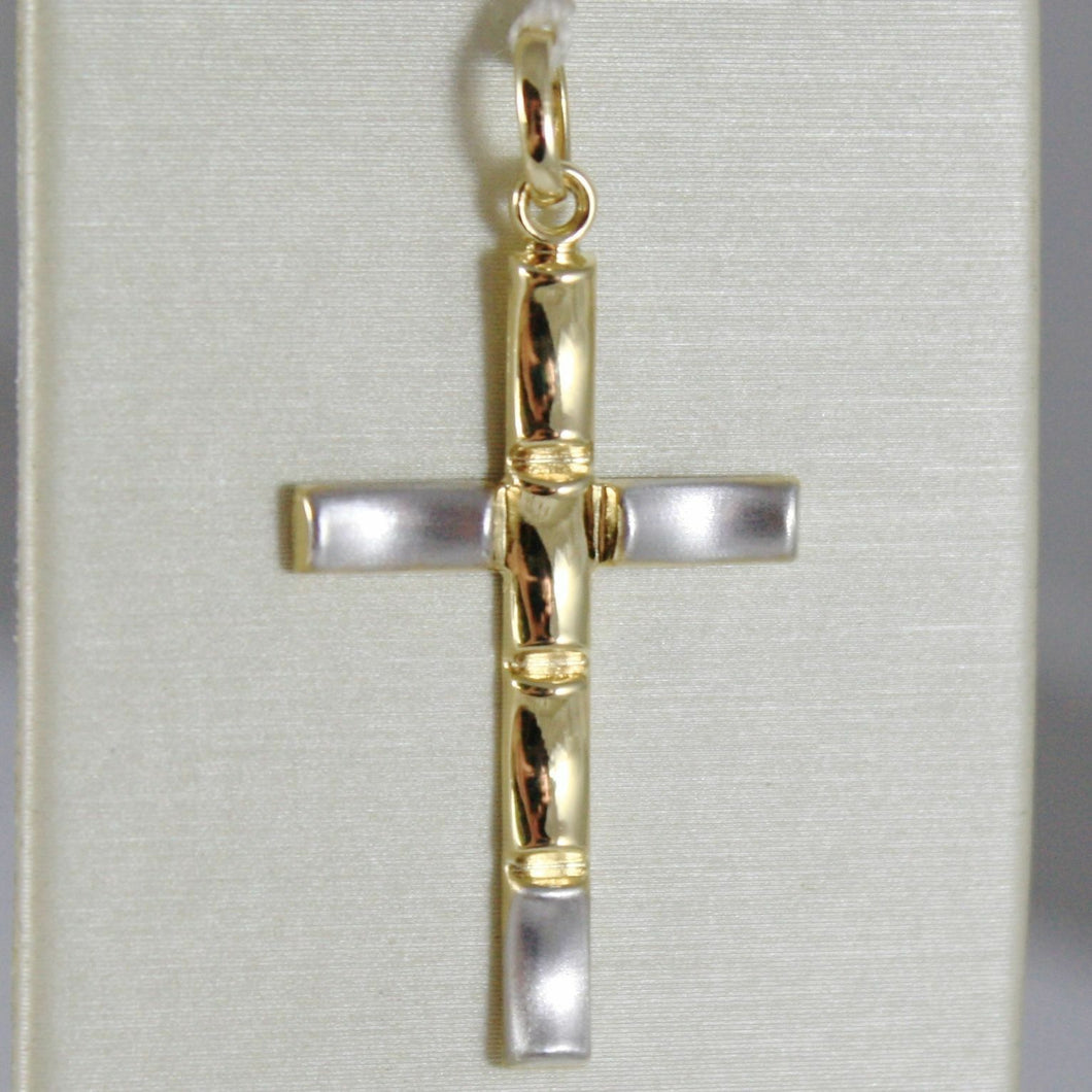 18k white and yellow gold cross stylized very luster made in Italy 1.34 inches.
