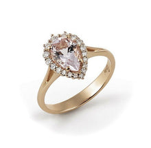 Load image into Gallery viewer, SOLID 18K ROSE GOLD ORSINI RING WITH CENTRAL DROP MORGANITE AND DIAMONDS.
