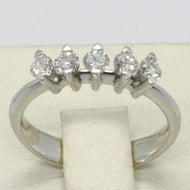 18k white gold band ring with 5 diamonds, 0.40 carats engagement, made in Italy.