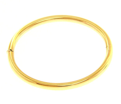 18K YELLOW GOLD BRACELET RIGID BANGLE, 5mm OVAL ROUNDED TUBE SMOOTH.