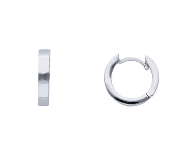 18K WHITE GOLD HOOPS SMALL EARRINGS DIAMETER 10mm SQUARE TUBE THICKNESS 2.5mm.