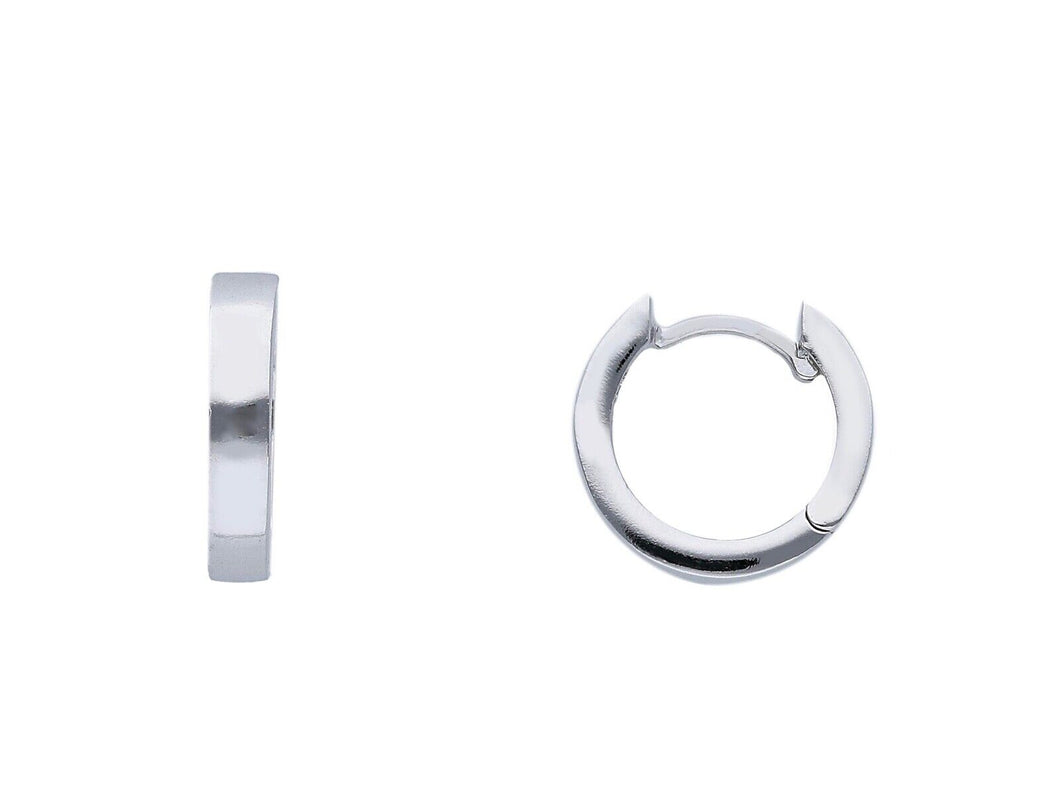 18K WHITE GOLD HOOPS SMALL EARRINGS DIAMETER 10mm SQUARE TUBE THICKNESS 2.5mm.
