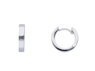 18K WHITE GOLD HOOPS SMALL EARRINGS DIAMETER 10mm SQUARE TUBE THICKNESS 2.5mm.