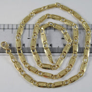 18k yellow gold chain flat gourmette bubbles oval 4 mm link 15.75 made in Italy.