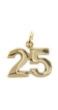 Load image into Gallery viewer, 18k yellow gold number 25 twenty five small pendant charm, 0.4&quot;, 10mm
