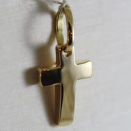 18K YELLOW GOLD MINI CROSS SQUARED ARCHED, SMOOTH, LUMINOUS, MADE IN ITALY.