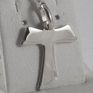 solid 18k white gold cross, Franciscan tau tao, Saint Francis, made in Italy.