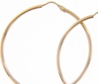 18k rose gold round circle earrings diameter 35 mm width 1.7 mm, made in Italy.