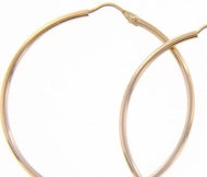 18k rose gold round circle earrings diameter 35 mm width 1.7 mm, made in Italy.