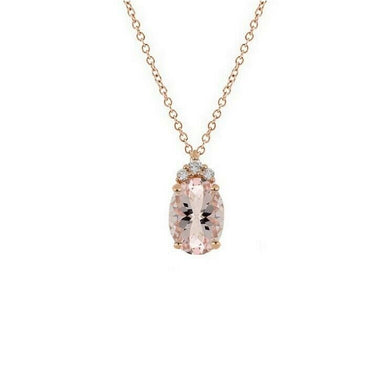 18k rose gold orsini necklace with oval morganite 0.94 ct and diamond 0.04 ct.