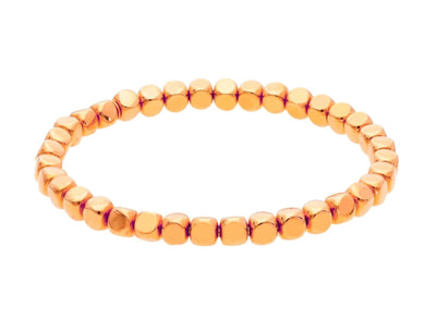 solid 18k rose gold elastic bracelet, cubes diameter 5 mm 0.2