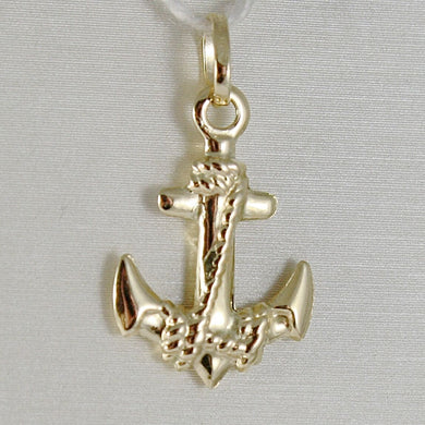 18k yellow gold anchor rope charm pendant smooth luminous bright made in Italy.