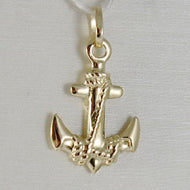 18k yellow gold anchor rope charm pendant smooth luminous bright made in Italy.