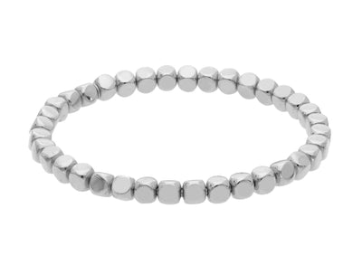solid 18k white gold elastic bracelet, cubes diameter 5 mm 0.12