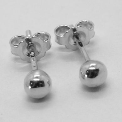 18k white gold earrings with ball balls spheres sphere diam. 4 mm made in Italy.