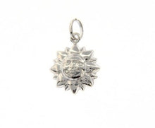 Load image into Gallery viewer, 18k white gold rounded smiling sun pendant charm 22 mm smooth made in Italy

