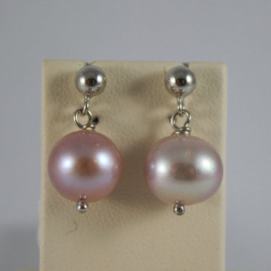 SOLID 18K WHITE GOLD EARRINGS, WITH FRESHWATER ROSE PEARLS, MADE IN ITALY.