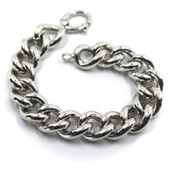 18K WHITE GOLD BIG TUBULAR ROUNDED CUBAN CURB 15x18mm GOURMETTE OVAL BRACELET.