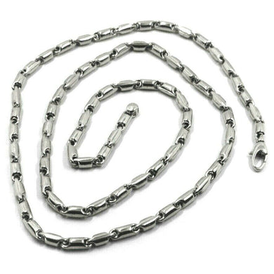 18k white gold chain 3.5mm alternate rounded tube link 60cm 24