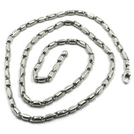 18k white gold chain 3.5mm alternate rounded tube link 60cm 24