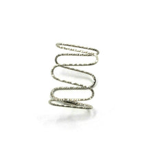 Load image into Gallery viewer, 18k white gold magicwire half phalanx ring, 10mm elastic worked ondulate wire.
