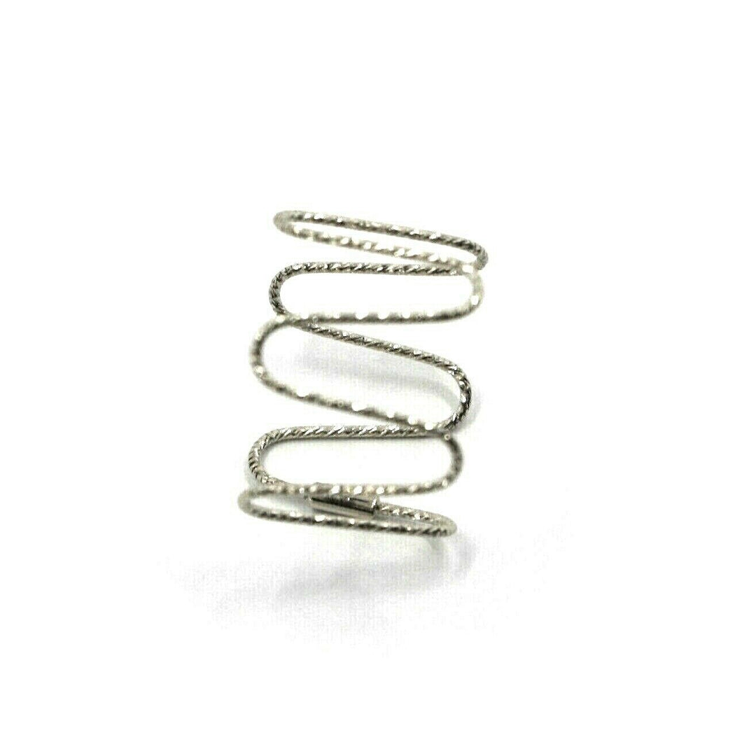 18k white gold magicwire half phalanx ring, 10mm elastic worked ondulate wire.
