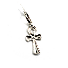 Cargar imagen en el visor de la galería, 18K WHITE GOLD, SMALL 17mm ANKH ROUNDED CROSS OF LIFE PENDANT, EXCAVATED BACK.
