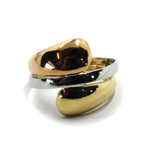 Load image into Gallery viewer, 18K YELLOW, ROSE AND WHITE GOLD ALTERNATE BIG DROPS 18mm TRICOLOR BAND RING.
