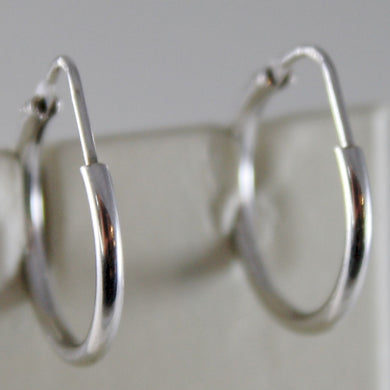 18k white gold earrings little circle hoop 18 mm 0.71 in diameter made in Italy.