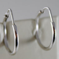 18k white gold earrings little circle hoop 18 mm 0.71 in diameter made in Italy.