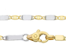 Load image into Gallery viewer, 18K YELLOW WHITE GOLD FLAT BRACELET 2mm SMALL OVALS AND PLATES, LENGTH 8.3&quot; 21cm.
