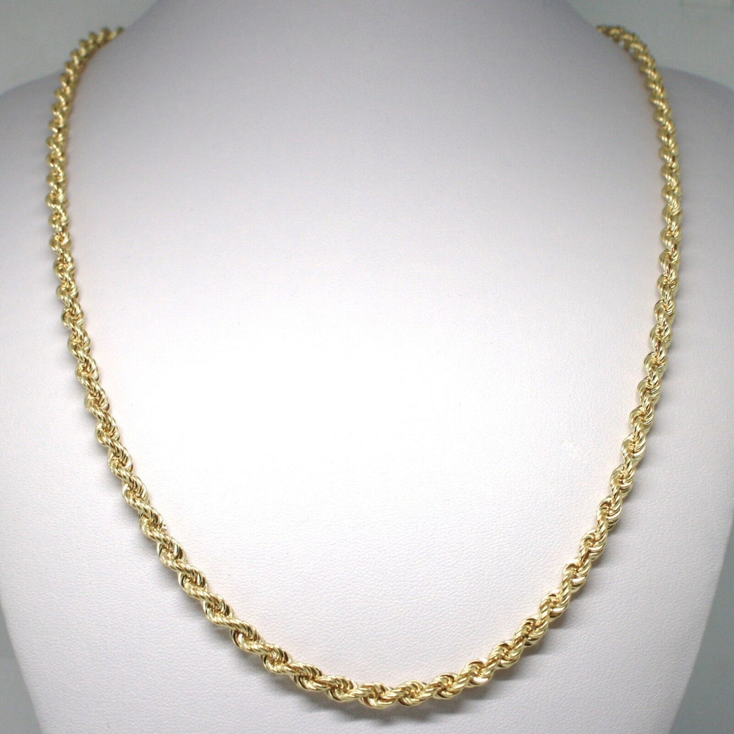 18k yellow gold chain necklace 5 mm braid big rope link 23.6, made in Italy.