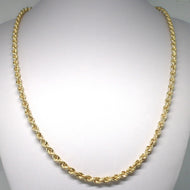 18k yellow gold chain necklace 5 mm braid big rope link 23.6, made in Italy.