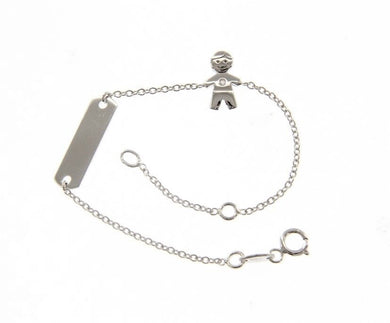 18k white gold bracelet for kids with child boy cubic zirconia made in Italy.