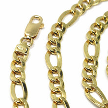 Load image into Gallery viewer, 18k yellow gold hollow chain, big flat 5 mm sunken figaro gourmette alternate 3+1, 24&quot;.
