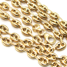 Load image into Gallery viewer, 18k yellow gold big mariner chain 4 mm, 20 inches, italy made, rounded necklace.
