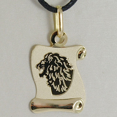 18k yellow gold zodiac sign medal, leo, lion parchment engravable made in Italy.