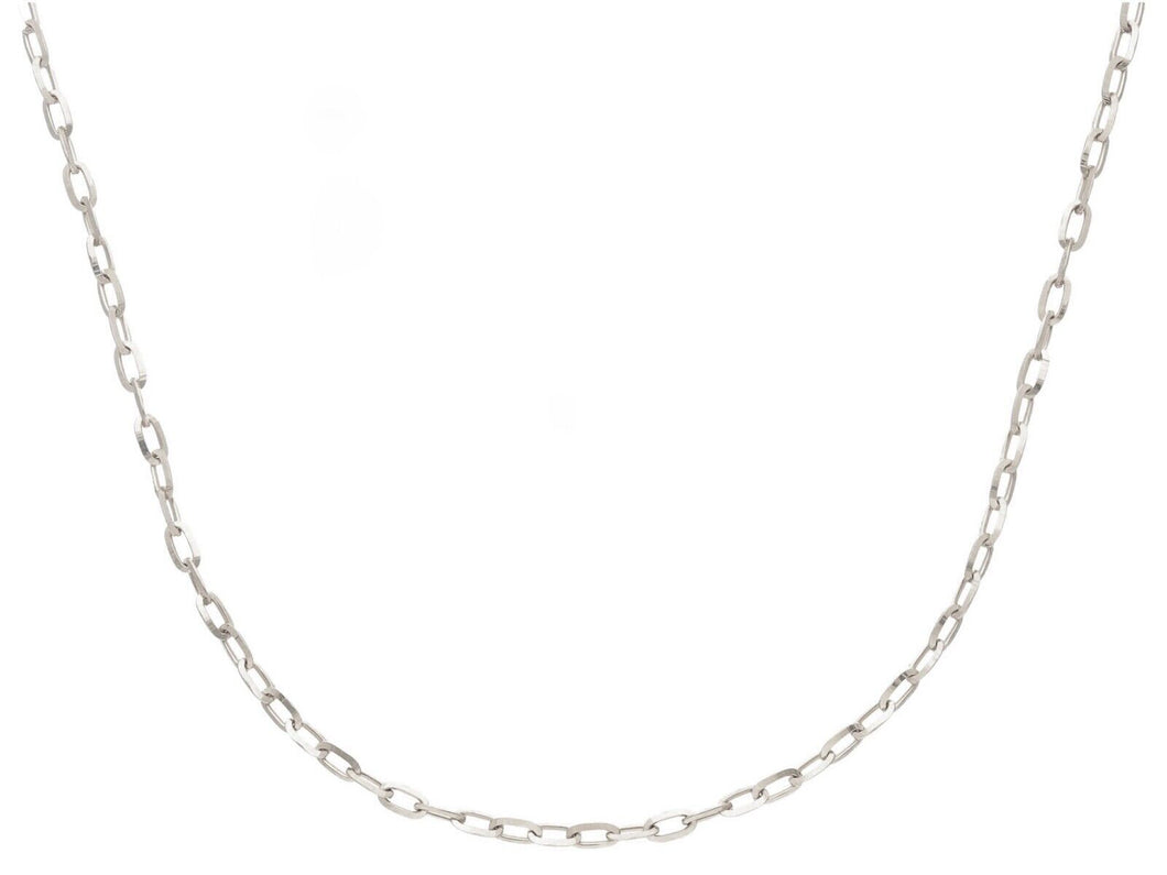 18K WHITE GOLD CHAIN SMALL SQUARED CABLE 1.8mm OVAL LINKS, 18
