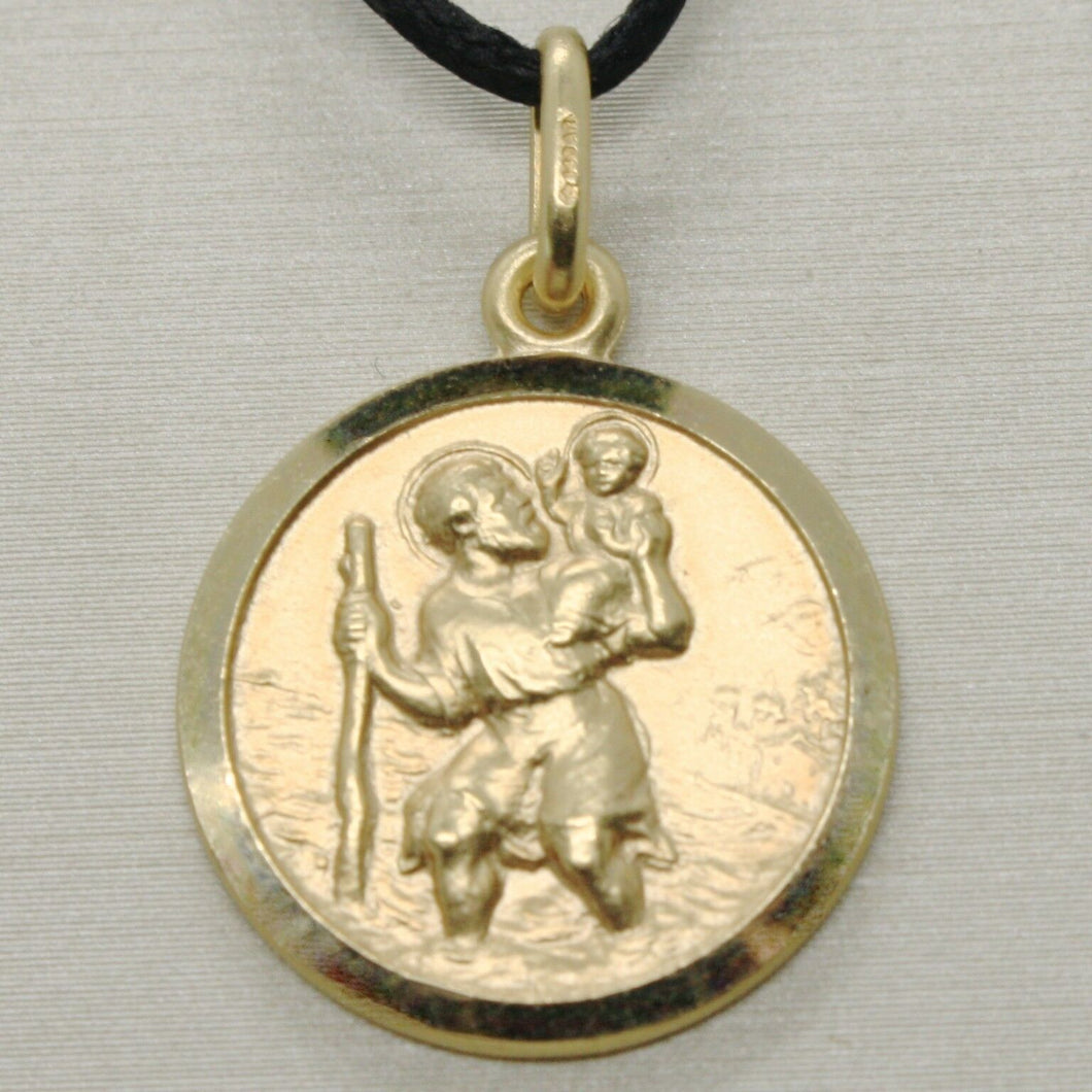 solid 18k yellow gold St Saint San Cristoforo Christopher medal diameter 17 mm pendant.