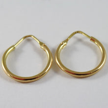 Load image into Gallery viewer, 18K YELLOW GOLD ROUND CIRCLE EARRINGS DIAMETER 13 MM WIDTH 1.7 MM, MADE IN ITALY
