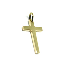 Load image into Gallery viewer, SOLID 18K YELLOW GOLD SMALL CROSS 18mm, SQUARED, SMOOTH, 2mm THICK MADE IN ITALY
