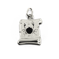 18k white gold parchment medal pendant, 18mm zodiacal sign cancer smooth & satin.