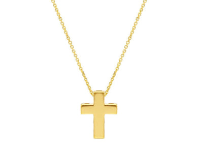 18k yellow gold yellow gold necklace with rolo cable chain and squared Cross.