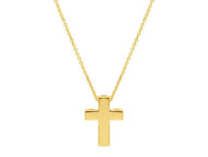 18k yellow gold yellow gold necklace with rolo cable chain and squared Cross.