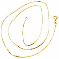 18K YELLOW GOLD CHAIN MINI 0.8 MM VENETIAN SQUARE LINK 23.60 INCH MADE IN ITALY.